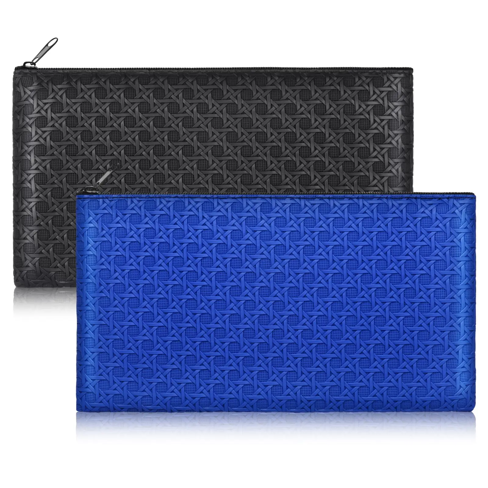 Custom Men Portable Cash Security Pouch Genuine Leather Money Bank Deposit Bag With Zipper