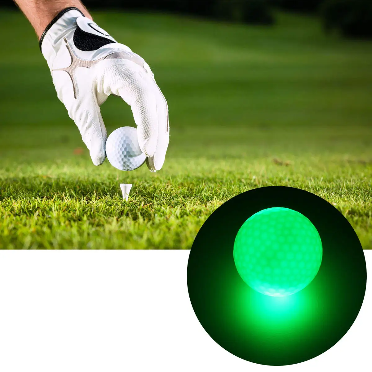 GAMEN OEM custom logo package flashing light up shiny night light activated no timer electronic led park 2pc golf ball