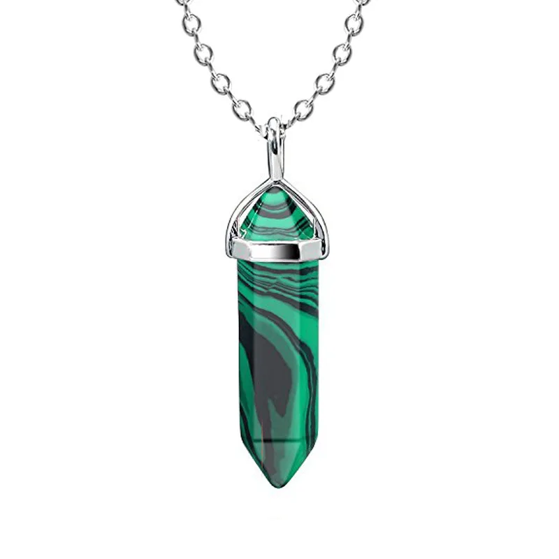Bullet Shape Real Amethyst Natural Crystal Quartz Healing Chakra Chain Necklaces