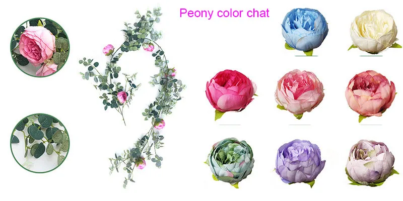 DREA Artificial peony Vine flower Garland Hanging on the wall for Wedding Arch Garden Background Floral