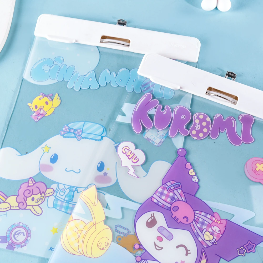 Joytop SR 000301 Wholesale Sanrio cute acrylic transparent storage clipboard cartoon metal clip splint students stationery