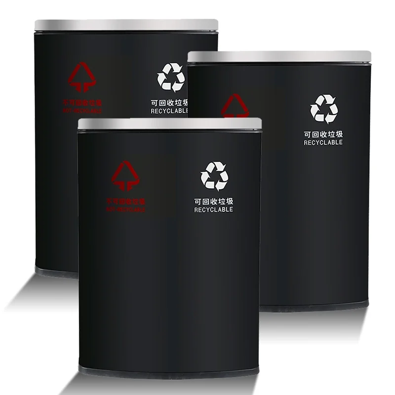 New Waste Bins Trash Bag Dispenser 2 Compartment Customized Outdoor Stainless Steel Trash Can