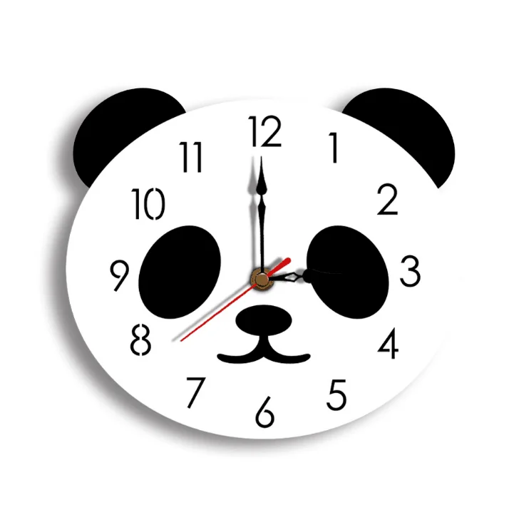 PMMA Acrylic Hanging Wall Clock with mute movement with Panda shape