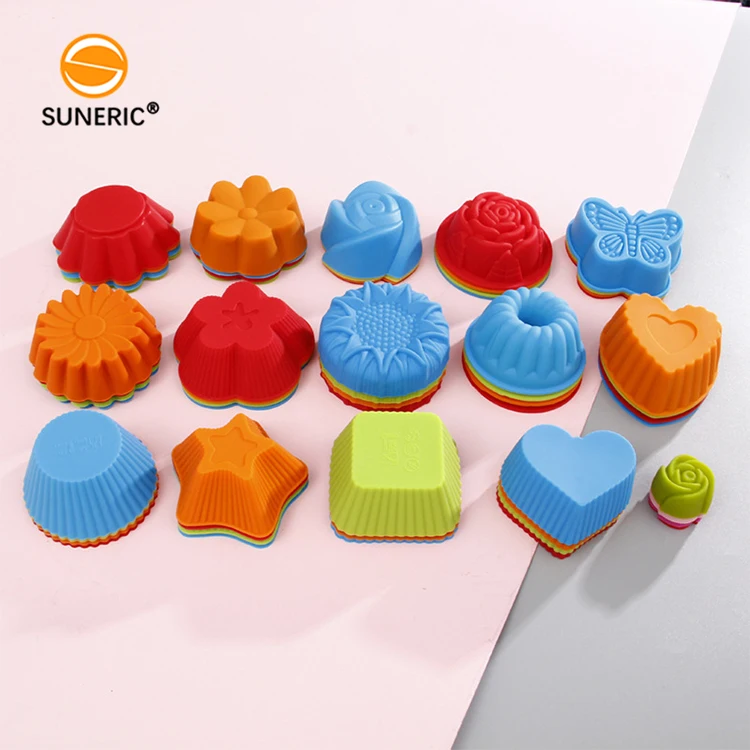 Wholesale non stick muffin cup square mini baking mold silicone cupcake liners