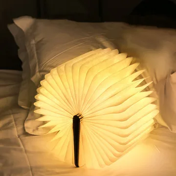 USB Port Charging Night Light Book Shape Folding LED Table Lamp for Indoor Decoration