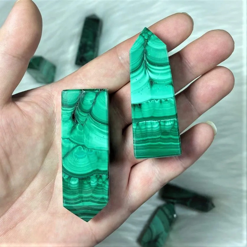 
Wholesale healing natural crystal stone tower new product Malachite green point for decoration 