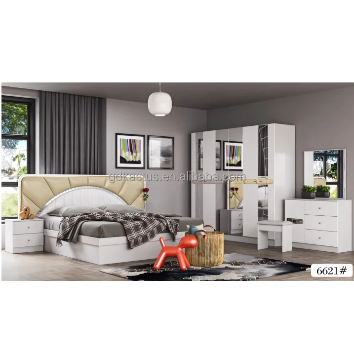 Elegant luxury modern wooden 5pcs Bedroom Sets King Size Mirrored Bedroom Furniture Set teen bedroom furniture