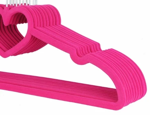 Amazon Clothes Hangers Heart Shaped Slim Flocked Hangers, Sturdy with Steel Swivel Chrome Hooks