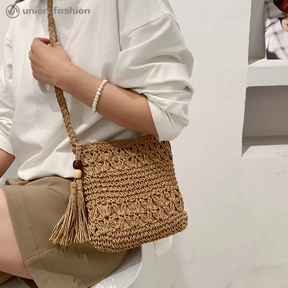 
Fashion Summer Kids Women Popular Vintage Straw Crochet Beach Crossbody Bag Handbags 