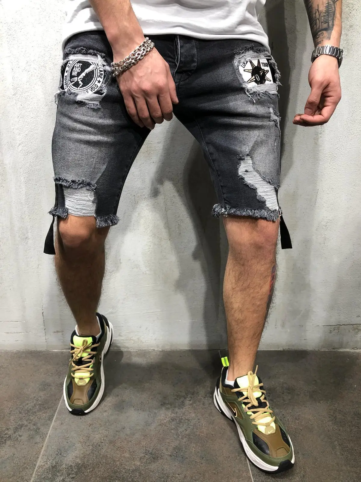 Мужские джинсовые шорты, оптовая продажа, новые модные летние джинсовые шорты в стиле пэчворк из хлопка, высококачественные короткие дизайнерские джинсы, мужские джинсы