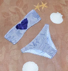 women sexy heart blue red plaid thong swimsuit swimwear large size bikini beach bath suit