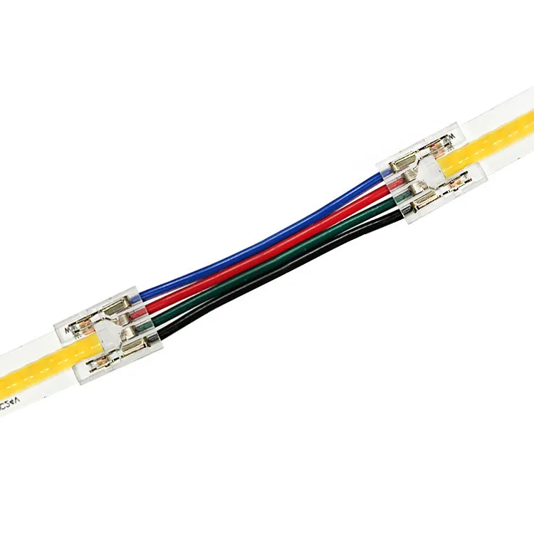 double end connector with 100mm long wires in between suitable for 10mm wide 4-pin RGB COB LED strips