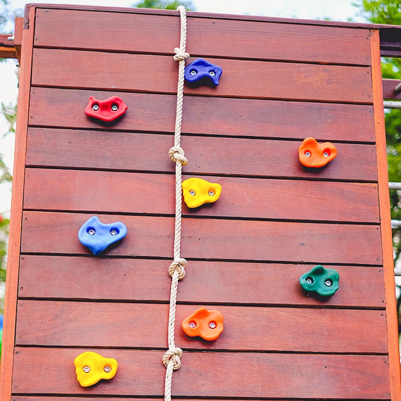 Rock Climbing Holds for Kids Indoor & Outdoor Rock Wall Climbing Kit with Mounting Hardware, Knotted Rope Playground Accessories