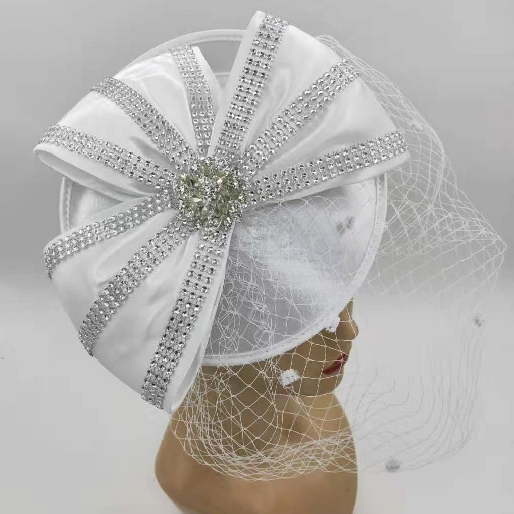 В верхней части; Модное нарядное шляпа с широкими полями белые торжественные платья для вечеринок женская церковная шляпа оптовая продажа Новые Элегантные для женщин на День Матери