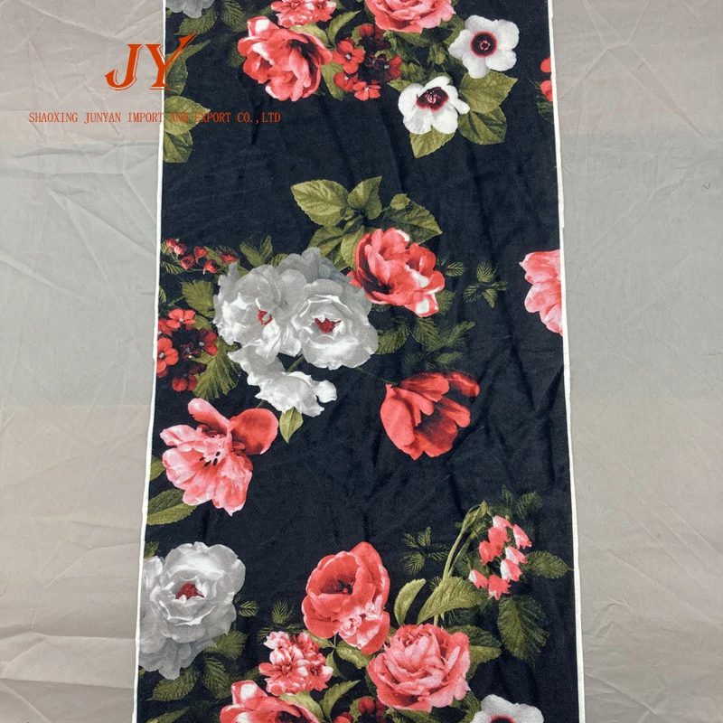 Черный фон шелковая Цветочная бархатная ткань цифровая печать по оптовой цене