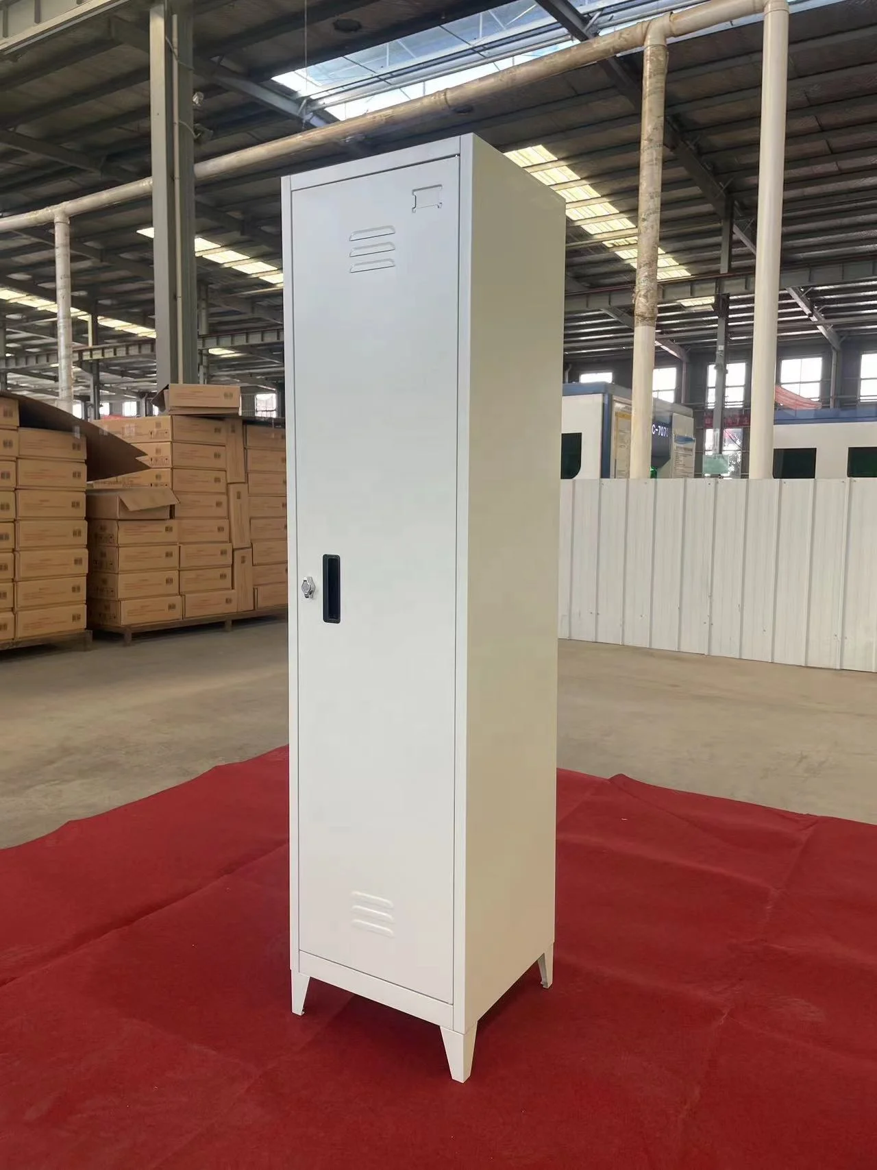 Steel Single Door Locker with Legs Employees Metal Storage Unit Locker Cabinet with Clothes Hanger Support Customization