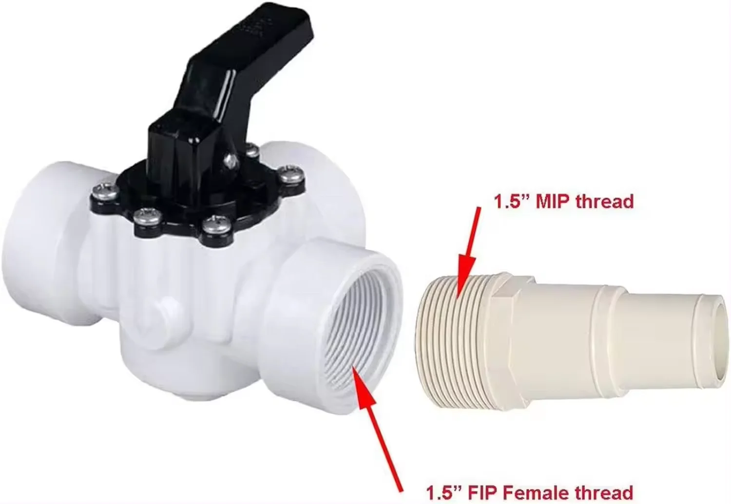 Swimming Pool Accessories Diverter Valve 11/2 Inch 3 Way Female Threaded Pool Replacement Valve for Pool and Spa