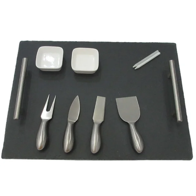 Large Black Natural Slate Tray  With Handles