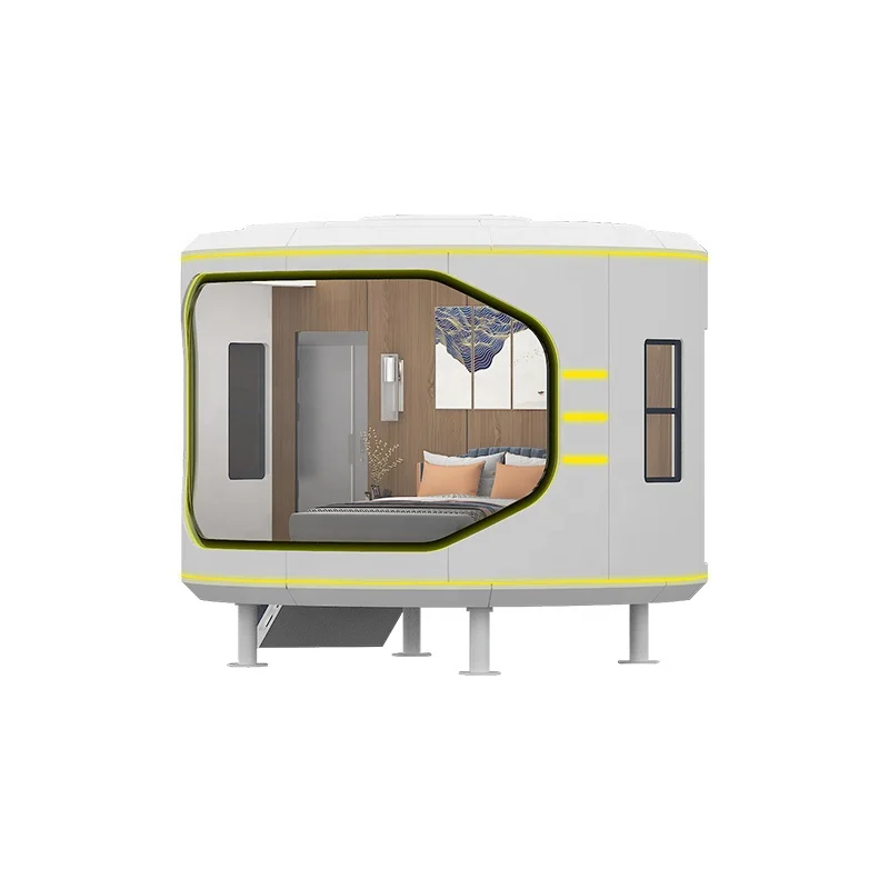 Oem modern galvanized square steel diameter 450X325cm mini prefab house capsule glass house home