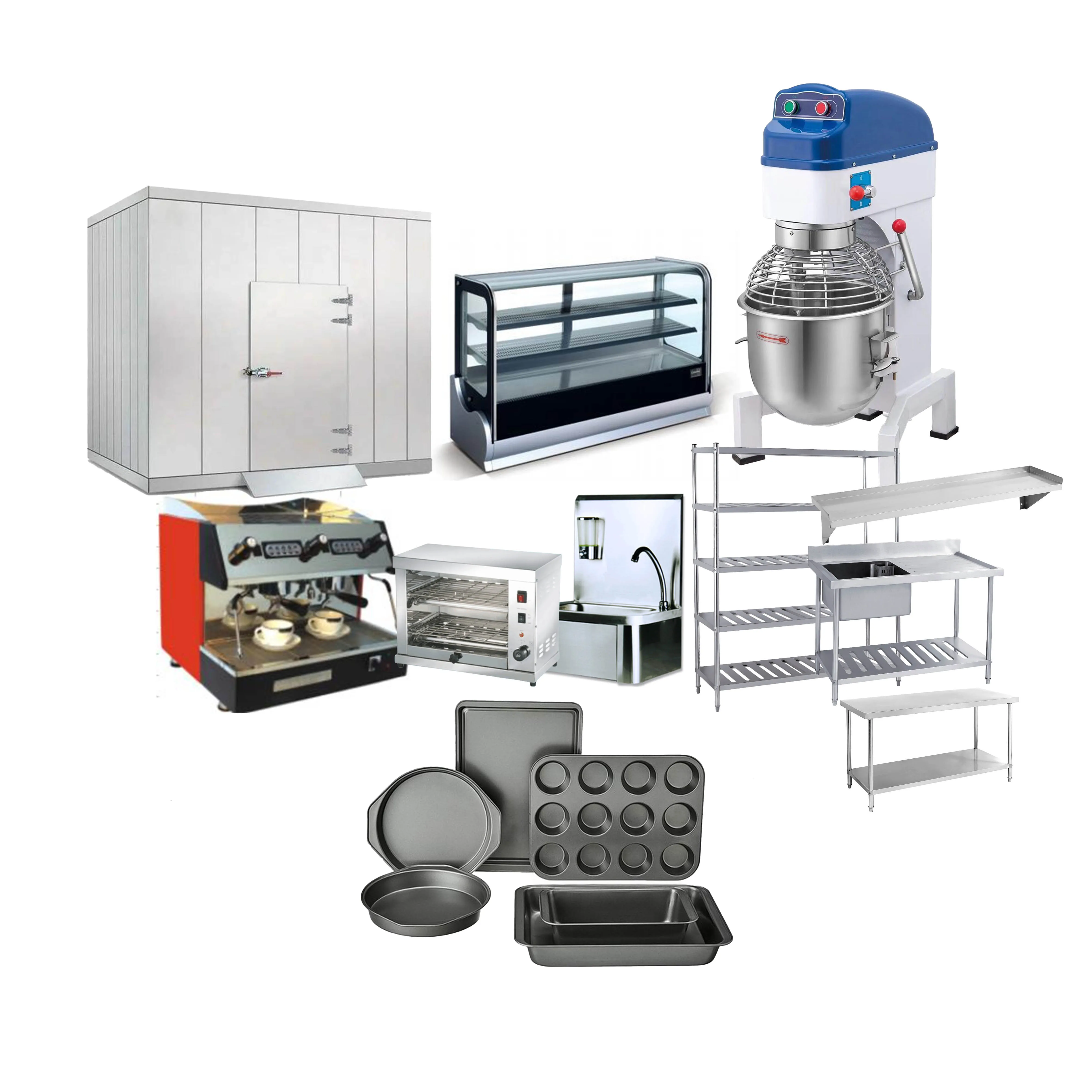 Complete Commercial Bakery Kitchen Set New Food Mixer and Bread Equipment Supplies for Restaurant and Retail Industries