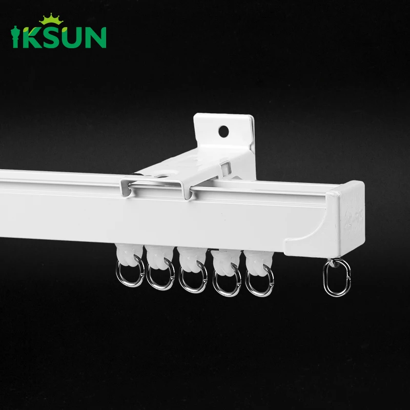 IKSUN New Design Aluminium Alloy Hooks Bracket Double Shower Curtain Rails for Window