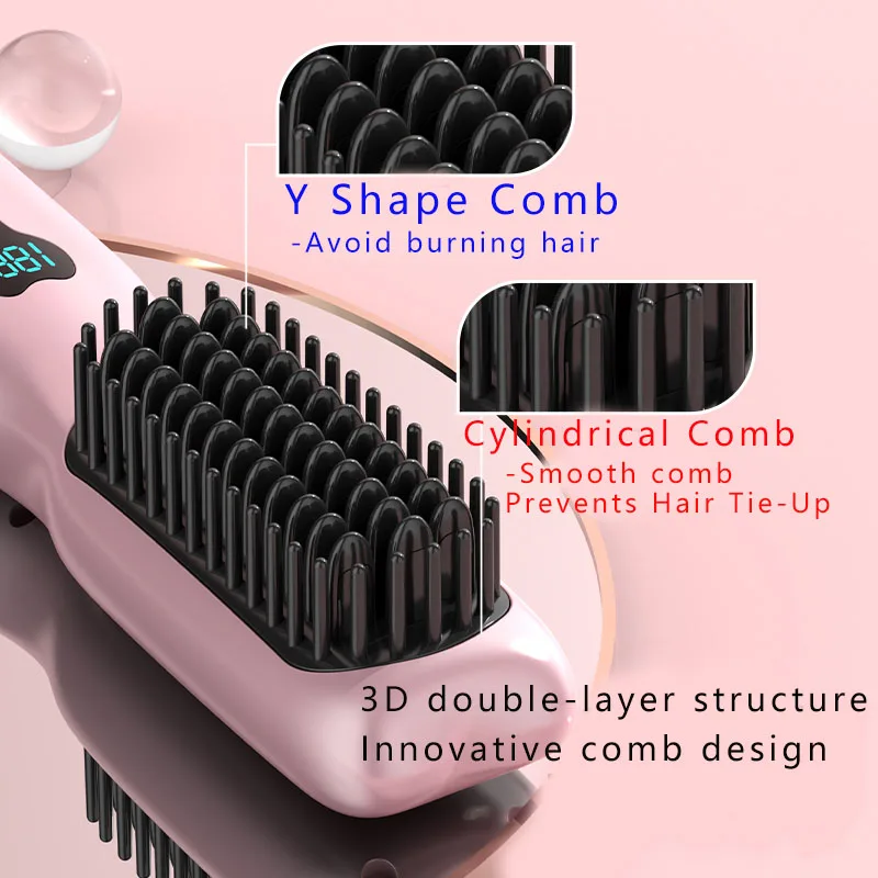 3 in 1 hair straightener hair straightener styling comb flat iron with teeth straightening for hair