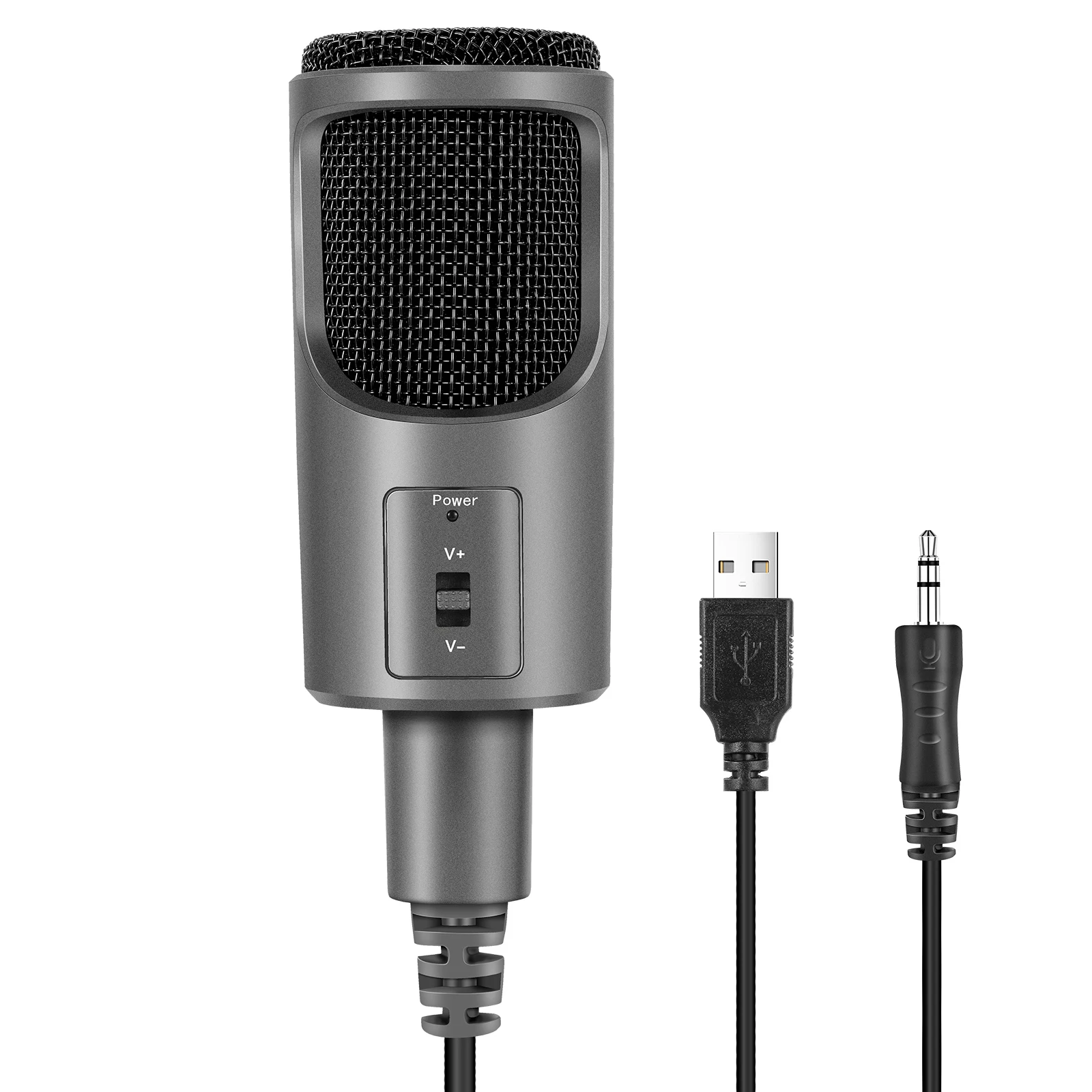 
 Новый стиль конденсаторный микрофон для записи небольшой микрофон USB + 3,5 мм разъем микрофона с штатив-Трипод стойка для студии радиовещания игровой микрофон  