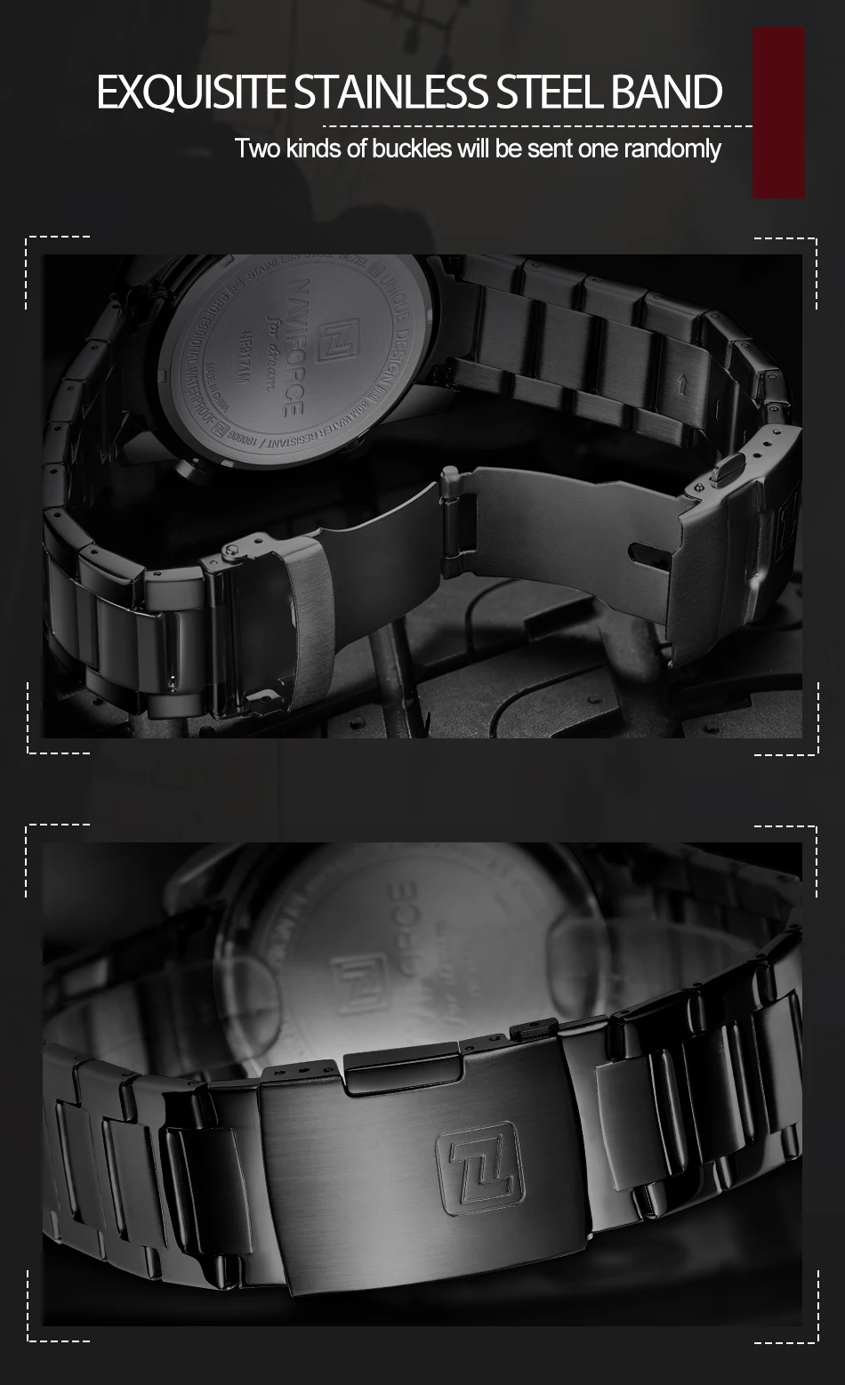 NAVIFORCE  9171 Fashion Luxury Business Men Wristwatch Waterproof Auto Date  Male Watches with Stainless Steel Quartz Watch Men