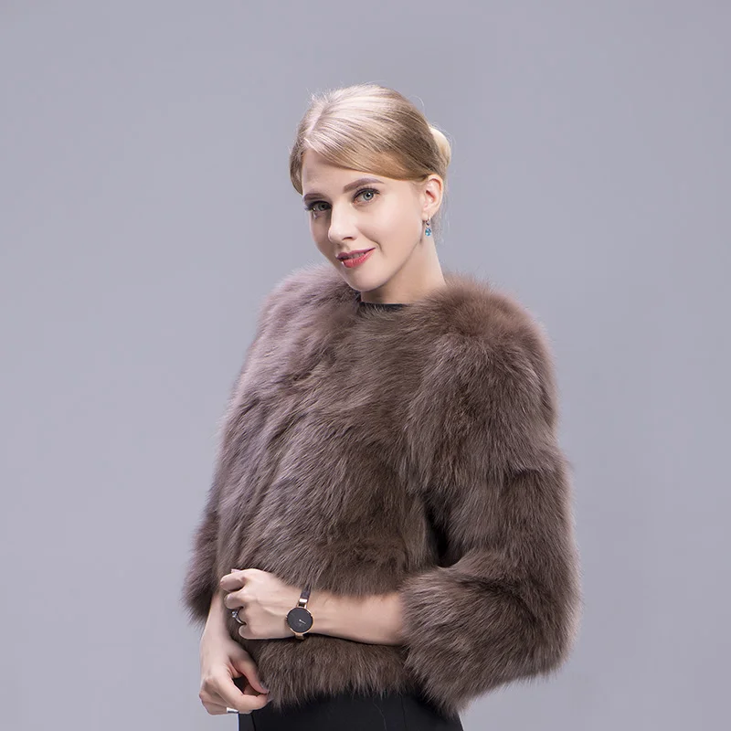 MWFur Fox Fur Coat Short Style Winter Street Fashion Fashion Long Sleeves Fox Fur Jacket Fox Fur Outwear For Fashion Lady