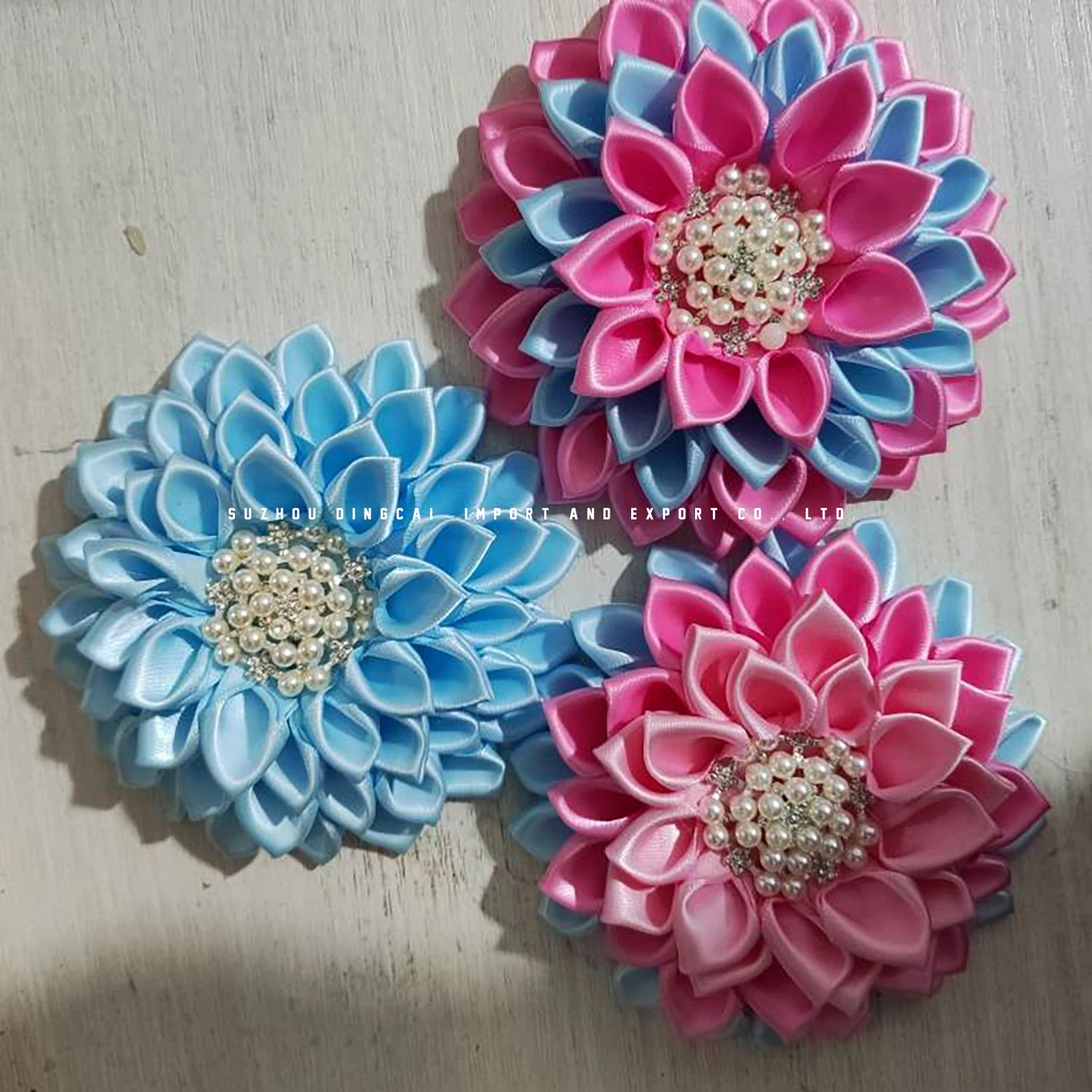 Custom Jack and Jill Gamma Phi Delta  4.5 Inches 54 Petals High quality  Pink and Light Blue  Colors  Satin Corsage For Lady