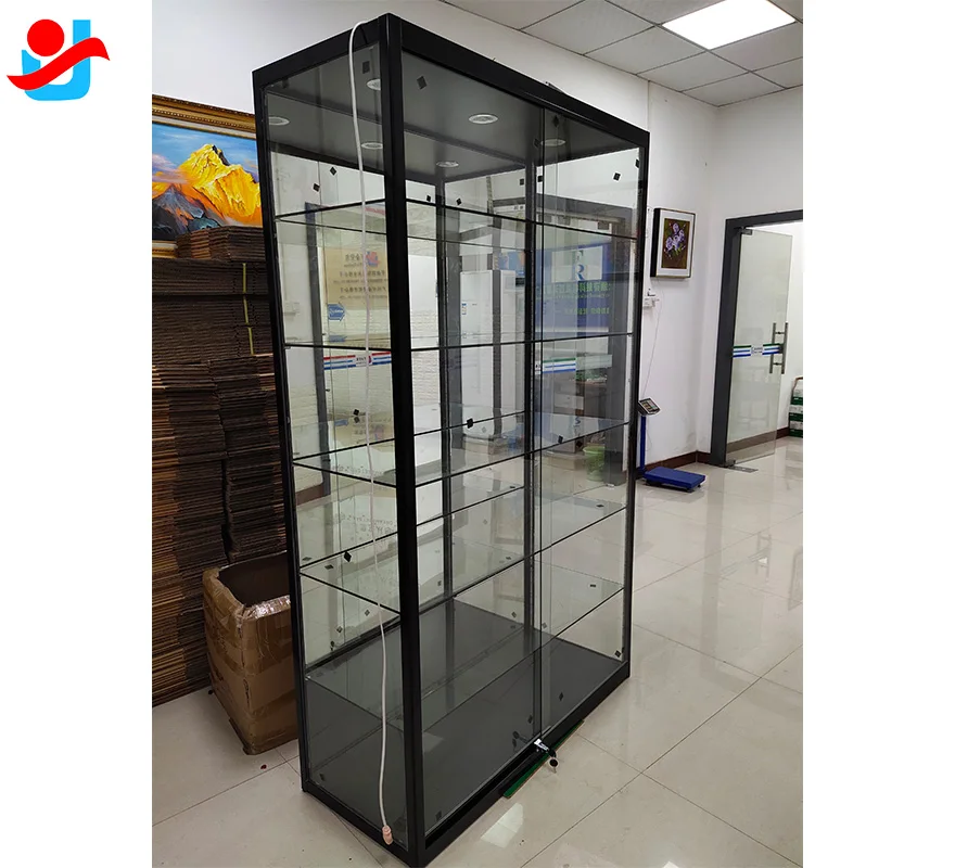 6 layers full vision retail smoke shop showcases glass showcase glass display  display cabinet toy display with light strips