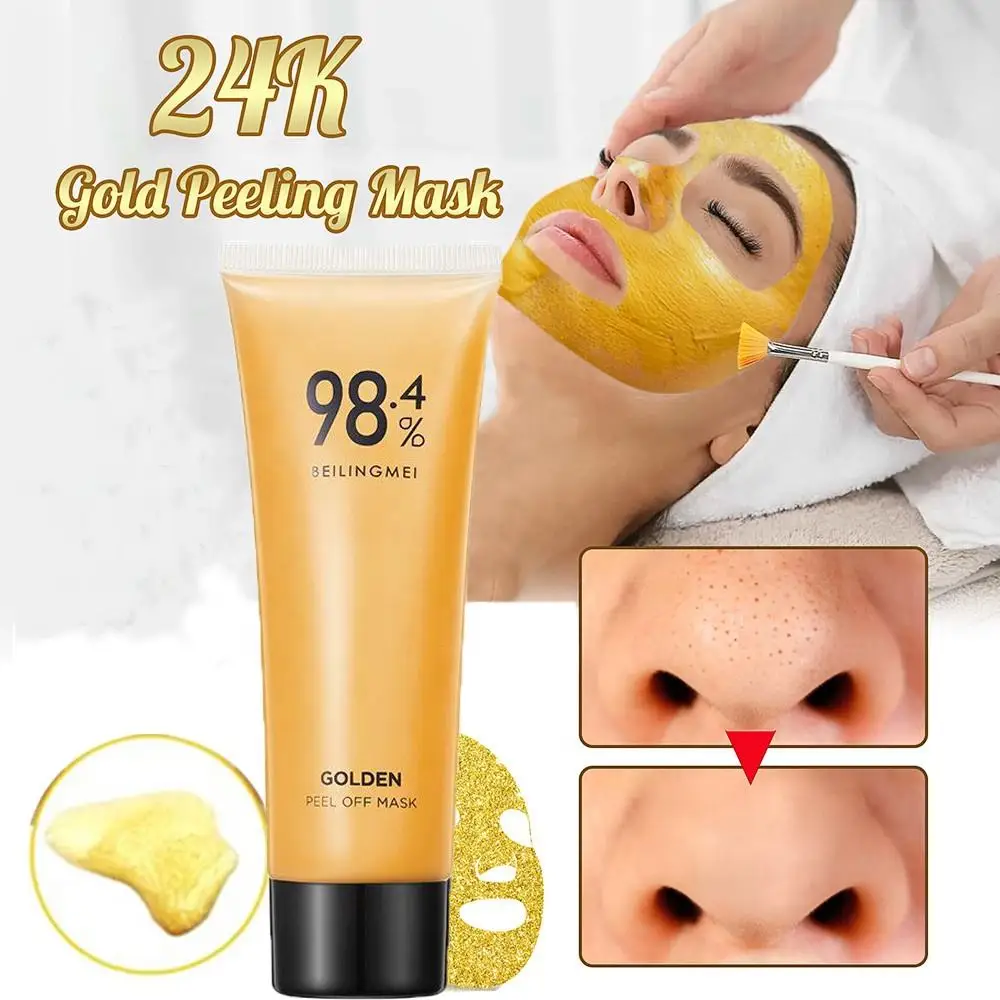 Hot Sale 24K Gold Face Peel Off Mask Deep Cleaning Whitening Dark Spot T Zone Nose Blackhead Remove Skin Care 80ml Peel Off Mask