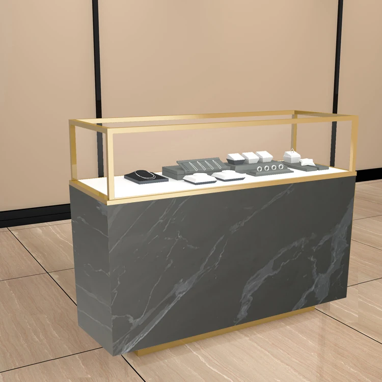 Glass counter display jewelry showcase metal jewelry stand displays for jewelry shop display