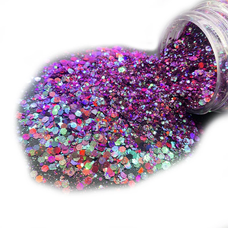 Purple Cosmetic Craft Glitter for Epoxy Resin Holographic Chunky Glitter