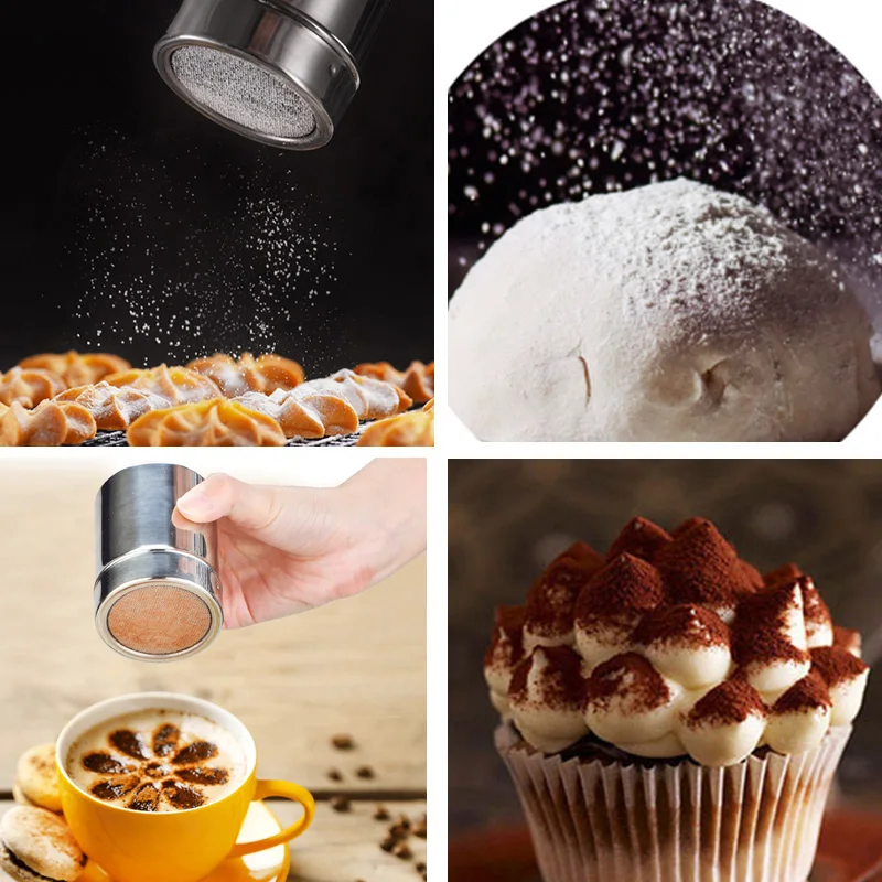 Сахарный шейкер из нержавеющей стали с мелкой сеткой, сахарный порошок, какао мука, шоколад, кофе, сито для дома
