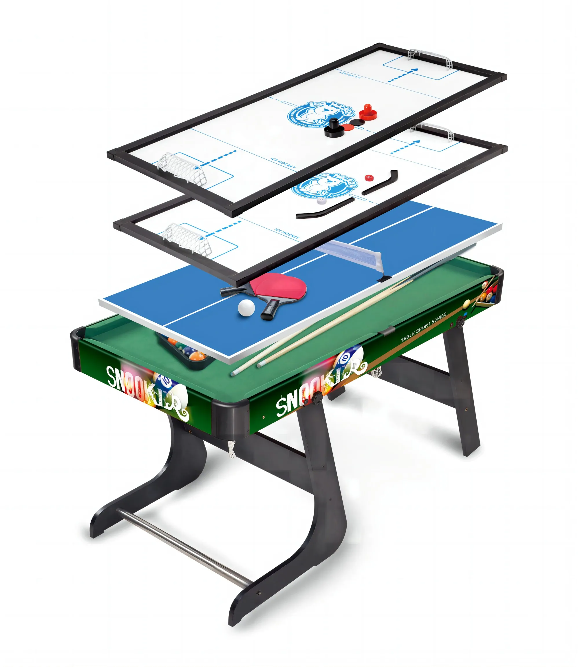 Hot Sale 4 in 1Multi Game Tables Foosball Ice Hockey Pool Table Tennis Indoor Sports Game Folding Wood