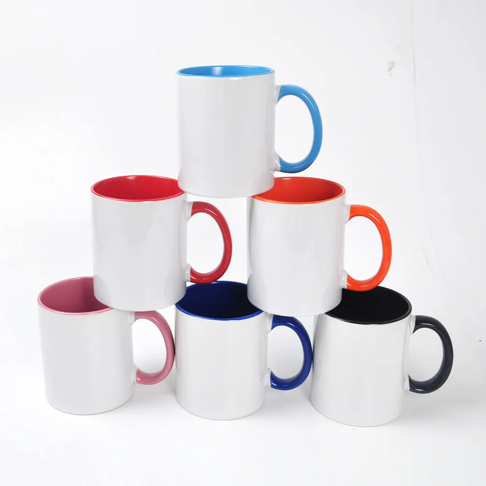 USA warehouse Blue 6PCS PACK  sublimation mugs 11OZ photo mug DIY sublimation mug factory top 3A grade quality with mailer box