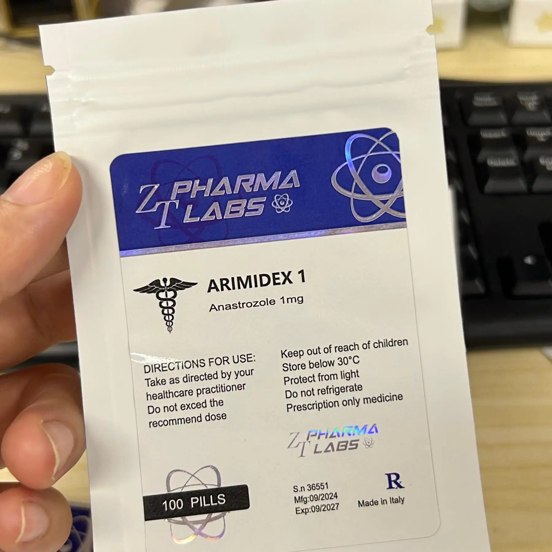 Zip Lock hologram tablet pill label sticker Mylar bag pouch for packaging