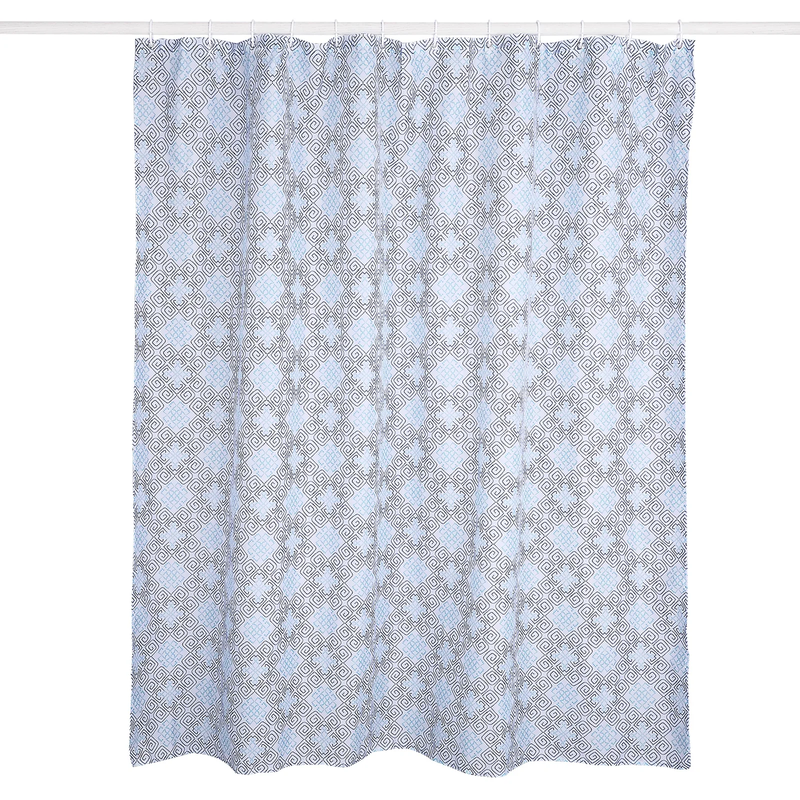 Mosaic style polyester shower curtain bathroom curtain matching with resin hooks set of 13