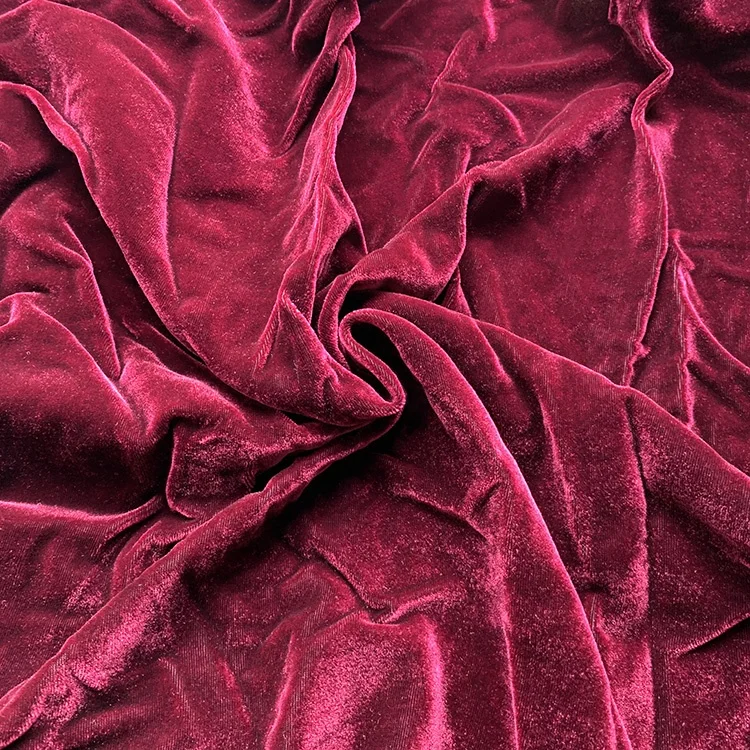 Wholesale solid color Dyed Soft  Rayon Silk Blend Velvet Clothing Upholstery Fabric