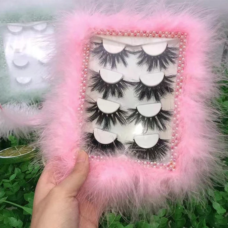 OEM Printing Logo Packaging Box Hand Made 25mm 5d 3d mink Strip eyelashes Manufacture