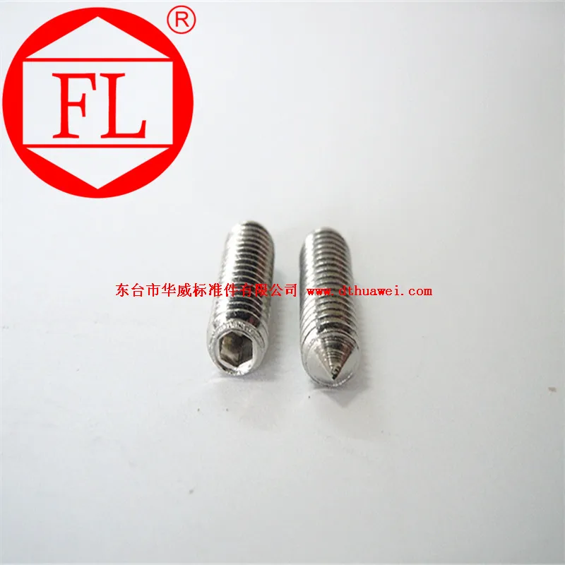 Stainless steel slotted set screw (concave end)