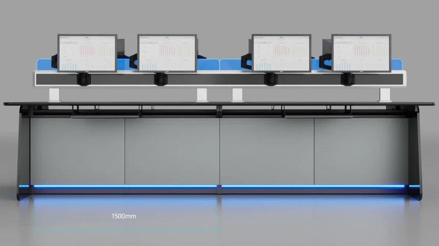 Kesino Custom Ergonomically Designed Control Room Console Solutions Suitable for NOC/SOC/CCTV/ATC Operator Workstation Consoles