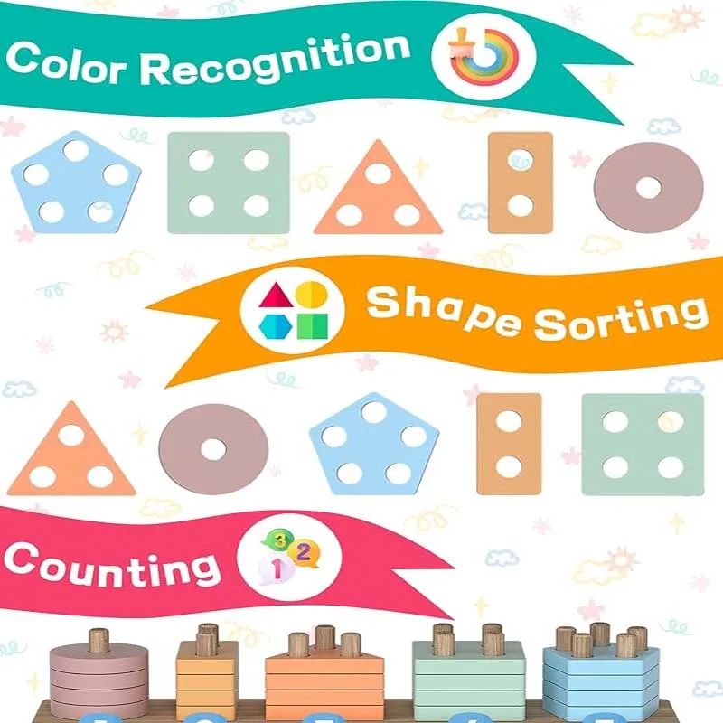Montessori Toys for 1 2 3 Year Old Boys Girls Shape Sorter Wooden Toys for Toddlers 1-3 Toddler Toys Girl Boy Gifts