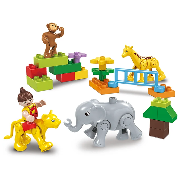 COGO Educational Self--Assembling Zoo Construction Engineering Zoo Block Set Plastic DIY Building Block Toys For Kids