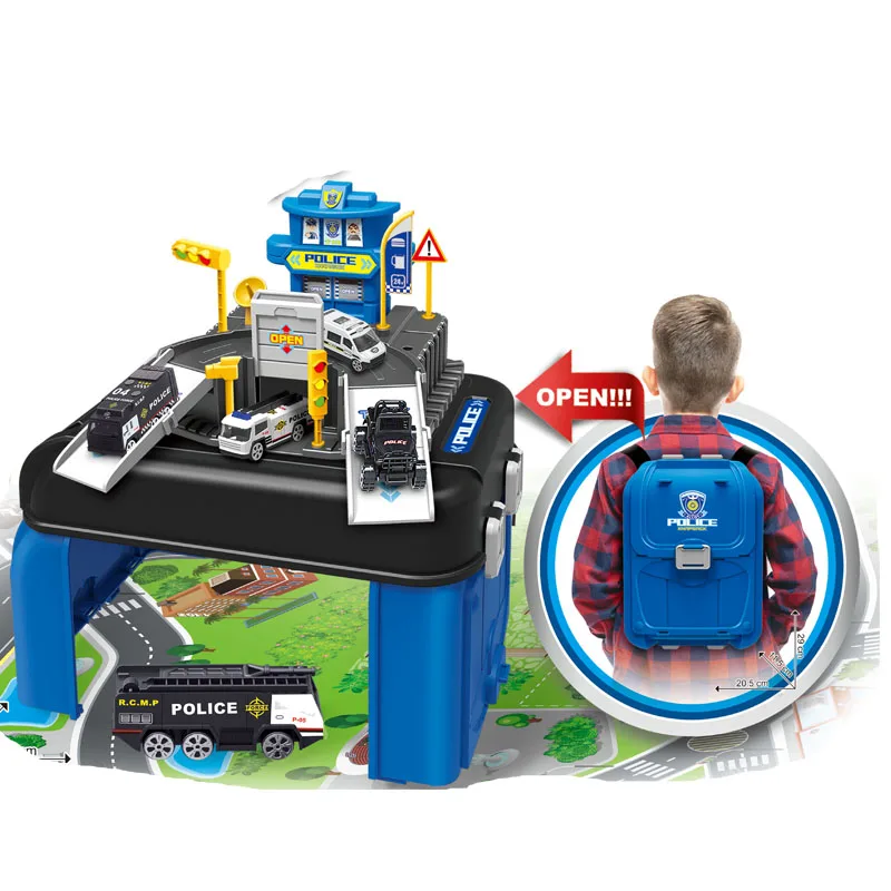 City Station  New Backpack  Car  Play  Game set Deformation Garage Play Set Toy Parking Lot