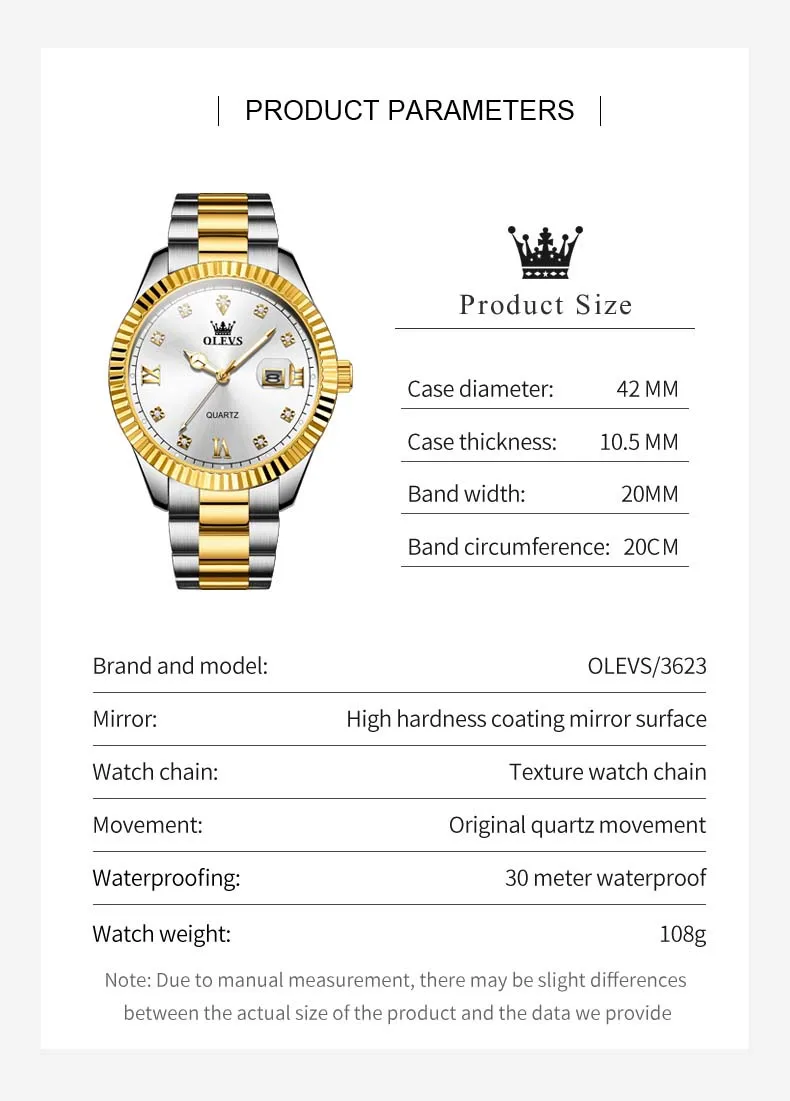 OLEVS 3623 accurate guangzhou men quartz watch hot sale steel strap water proof date display Simple business wrist watch