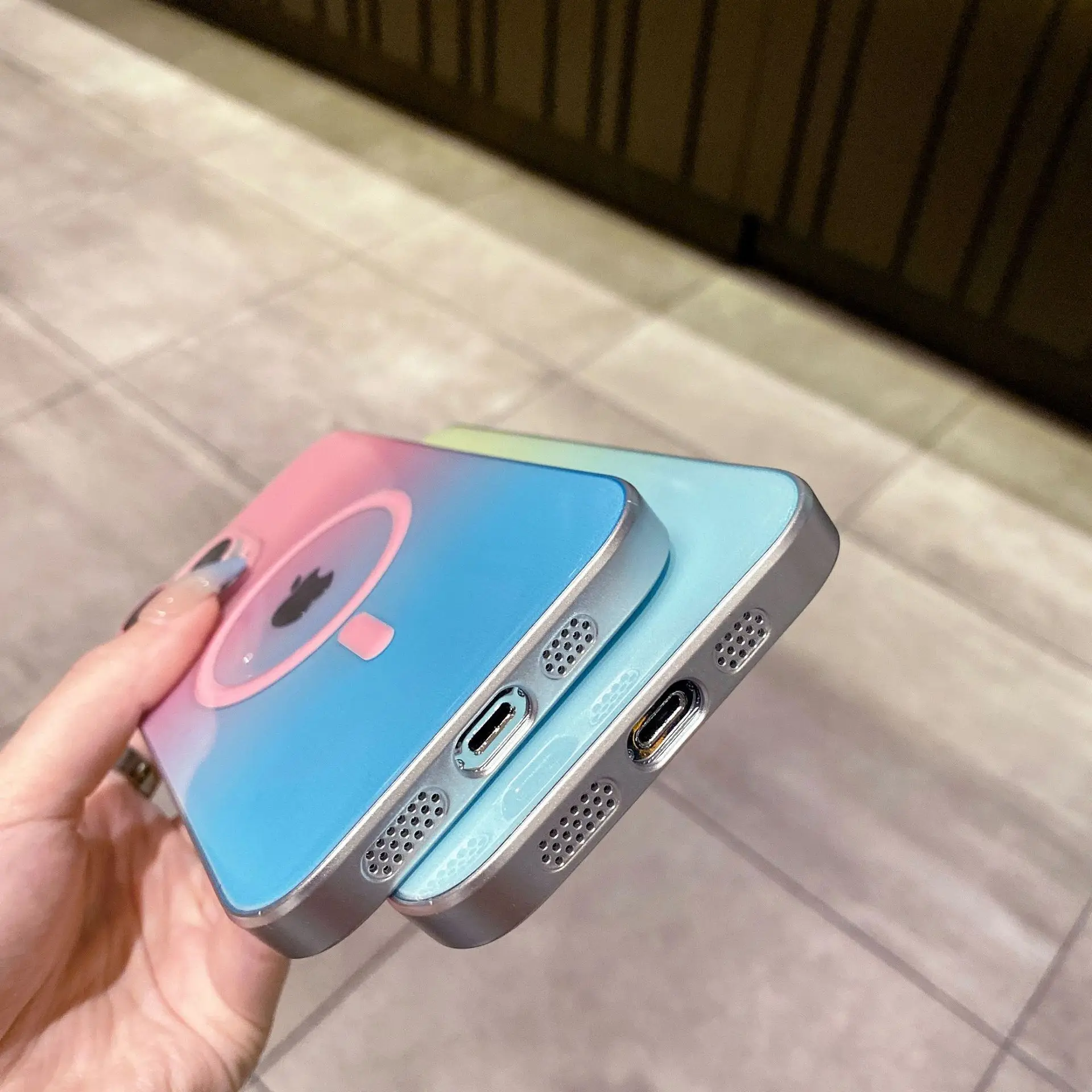 Luminous Magneticbsorption Gradient Wireless Charging with Lens Film phone case for iphone Xr Xs 11 12 13 14ProMax Cell Cover