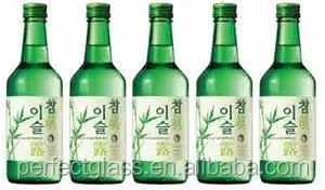 360ml Flat Korean alcohol Soju Drink Liquor Green Glass Bottles Factory Wholesale