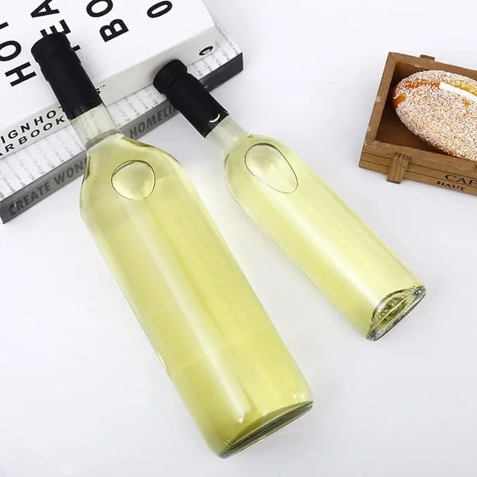 12 oz glass wine bottle with cork lid for wine, sparkling wine, juice